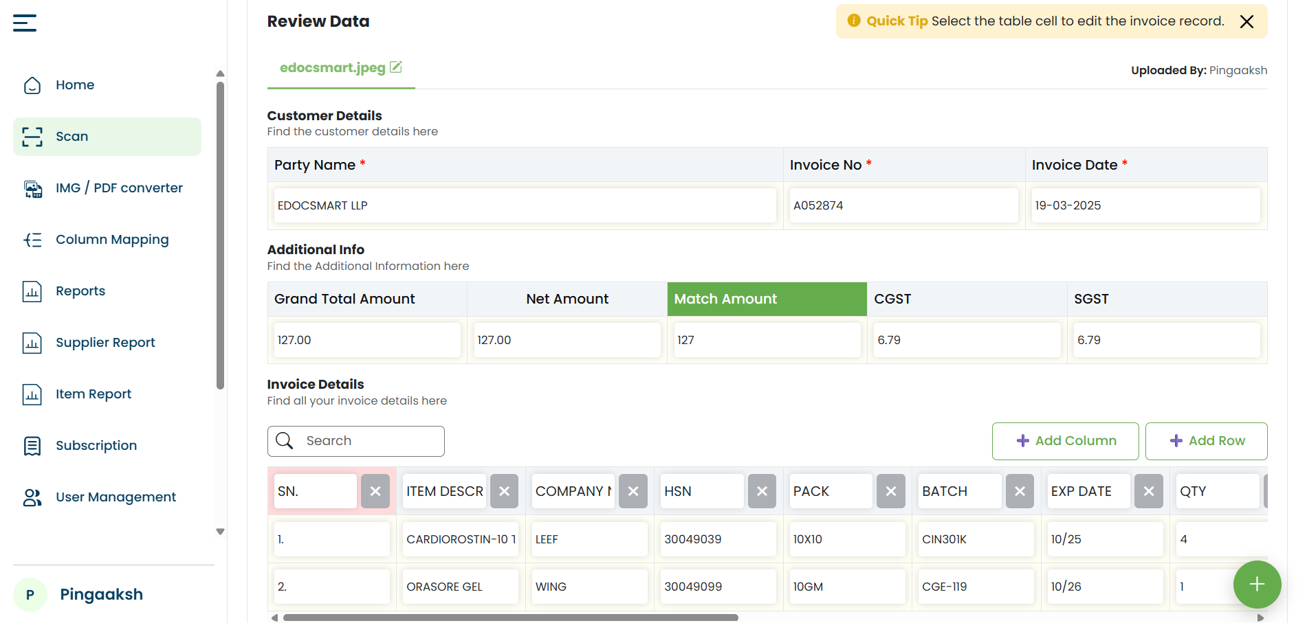Upload Bank Statement