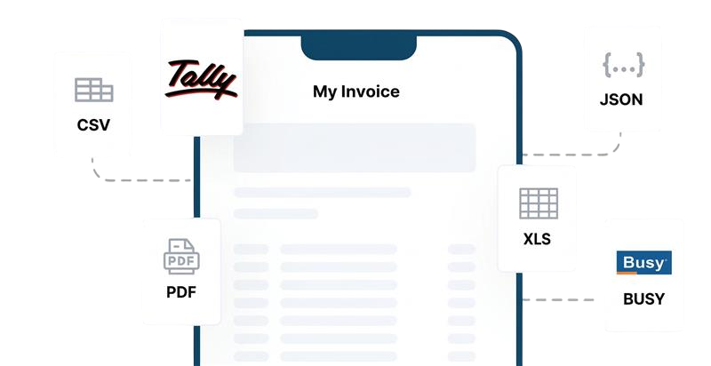 EdocSmart extracting invoice data and exporting to CSV, PDF, JSON, XLS, Tally and Busy ERP