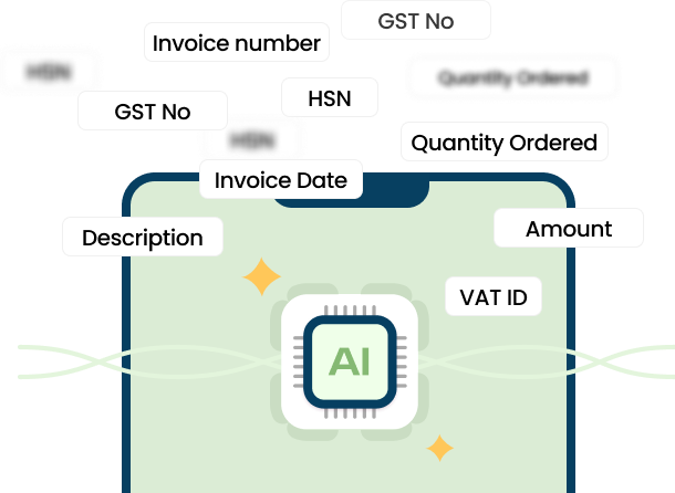 EdocSmart AI identifying invoice fields like HSN, quantity, amount,Invoice no, Item description discount and GST