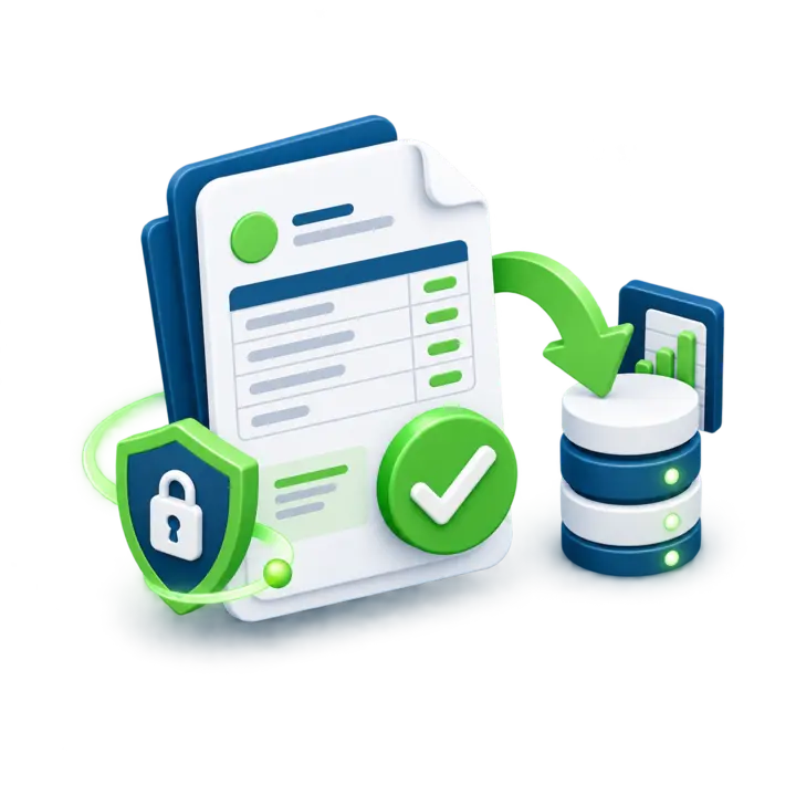 Animated-style approval and secure sync illustration